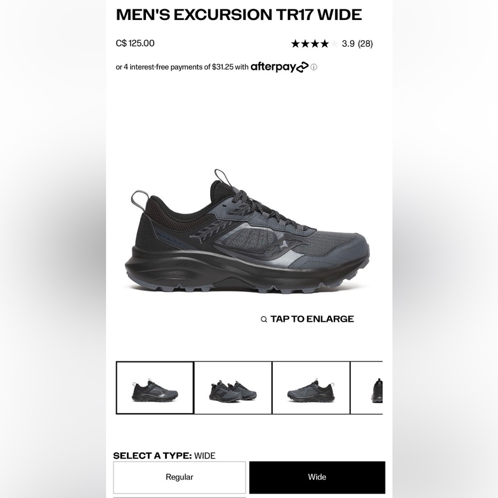 Men's Saucony Excursion TR17 Black Shoes